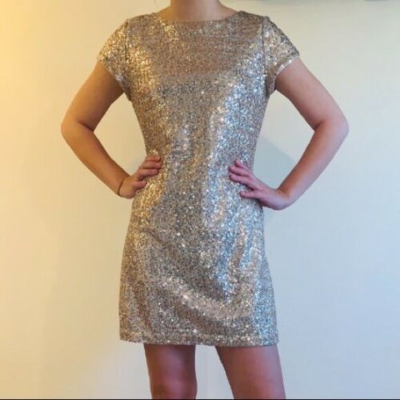 white house black market silver sequin dress Sequin Midi Dress